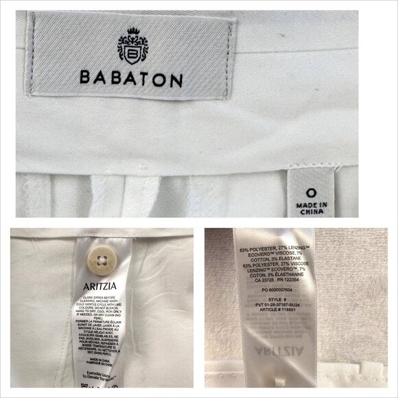 Aritzia Babaton Womens Pleated Short Sz 0 Ivory Tailored High-rise OldMoney - Picture 8 of 13